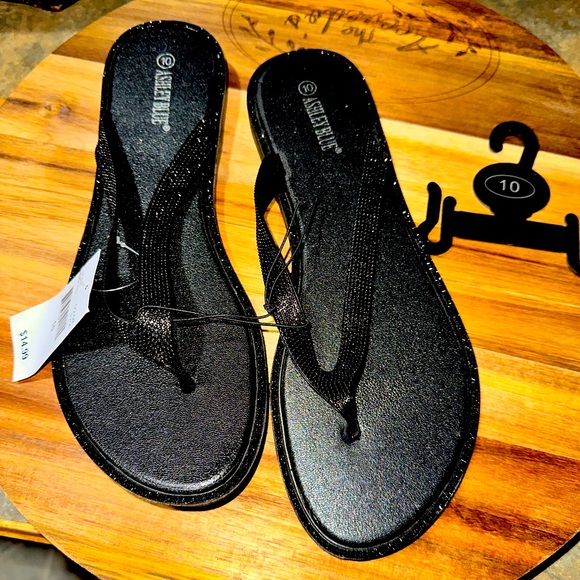 Ashley Blue Shoes - Ashley Blue rhinestone thong sandals. NWT. Women size 10